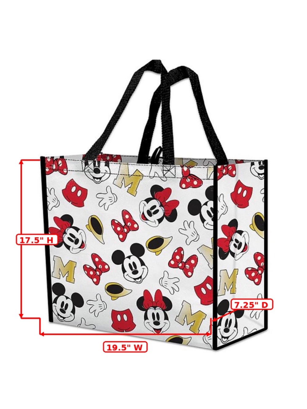 NWT! Lot of 2! Disney Mickey Minnie Mouse XL Reusable Tote Shoppers Bag Extra Lg - Picture 5 of 10
